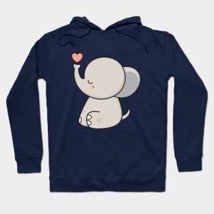 Kawaii Cute Elephant With A Heart Hoodie